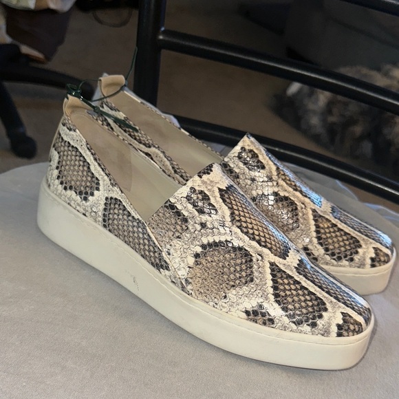 Vince Snake Print Flats in Brown and Cream - Picture 3 of 7